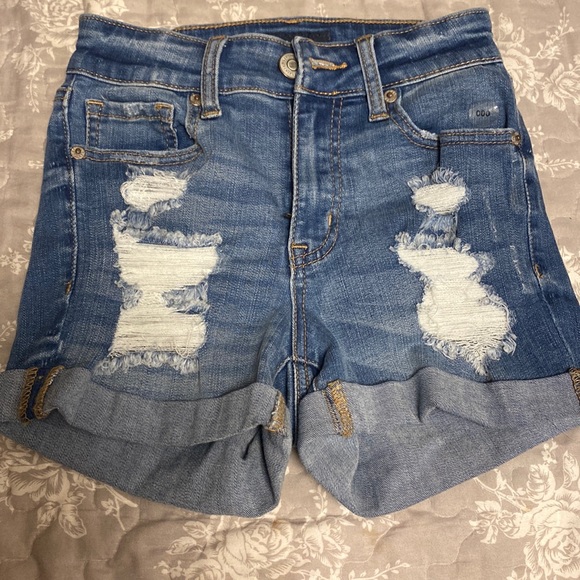Aeropostale Pants - Aeropostale High Rise midi shorts denim blue dark wash